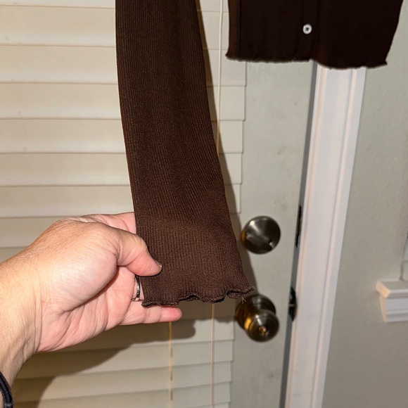 SHEIN Brown ribbed long sleeve crop top women size small - Picture 7 of 7